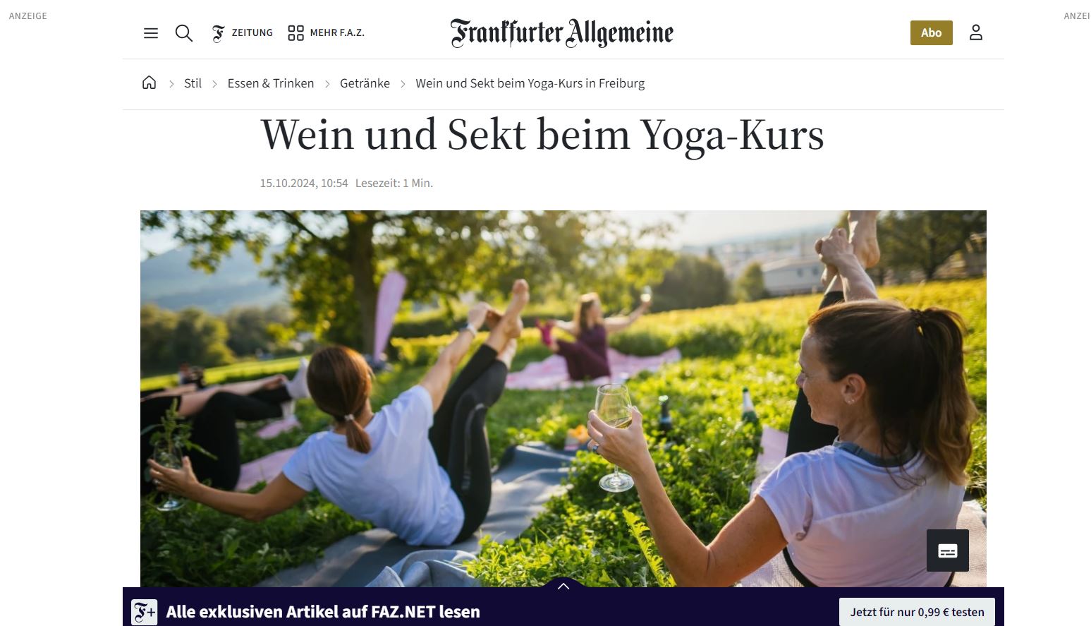 FAZ über Wein Yoga 2024