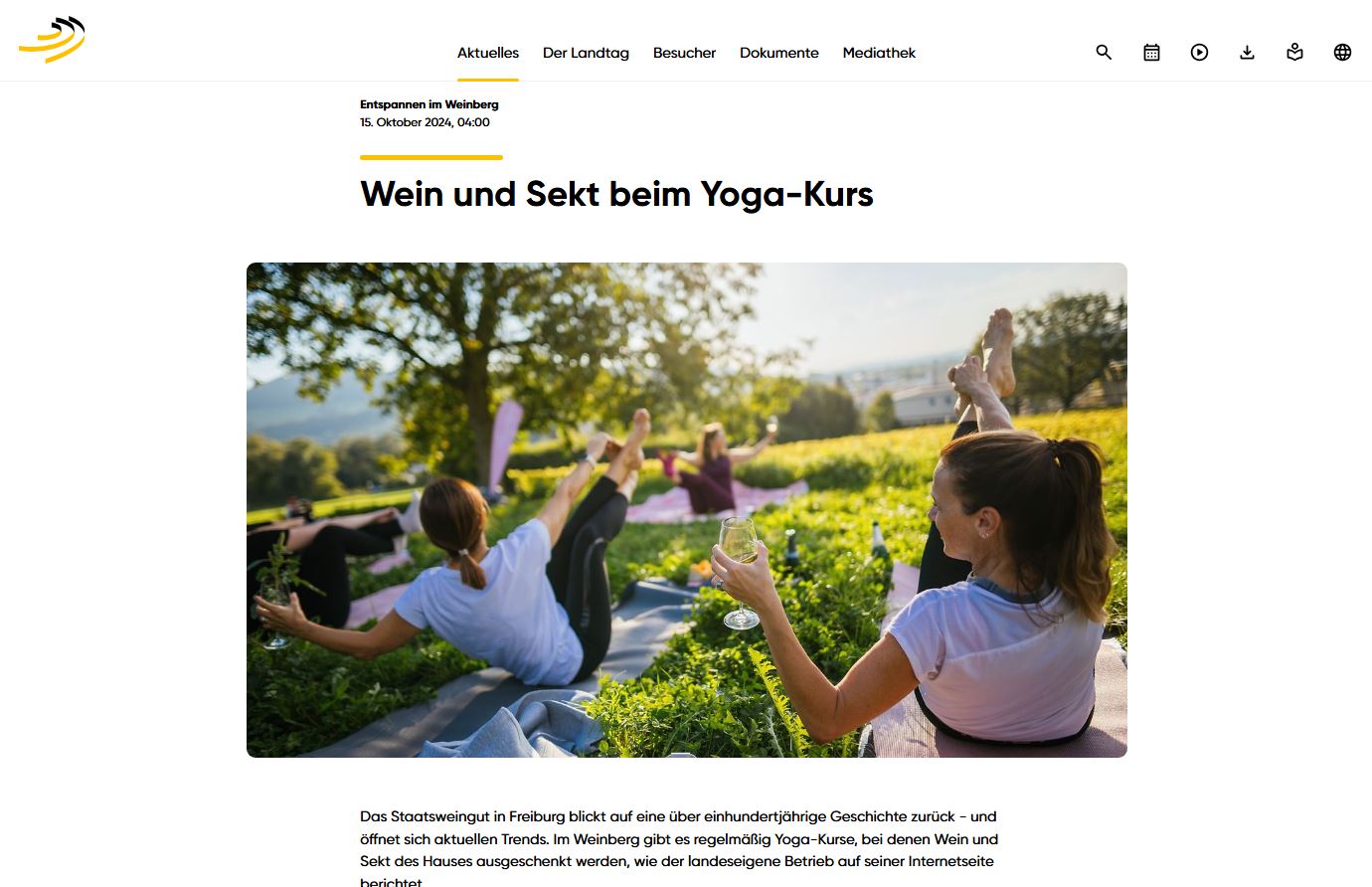 Landtag BW Artikel zu Wein Yoga 2024