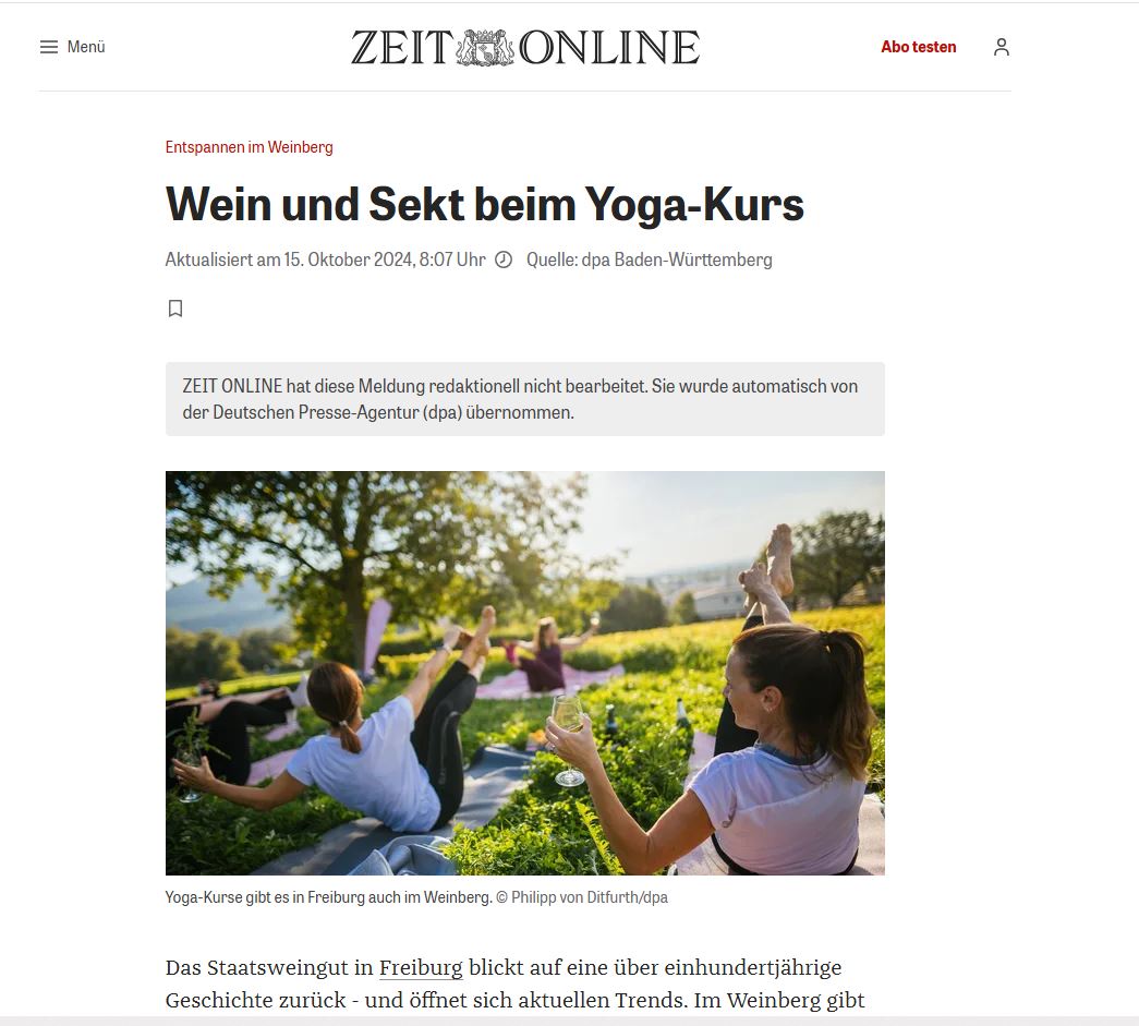 Zeit Online Artikel Wein Yoga 2024